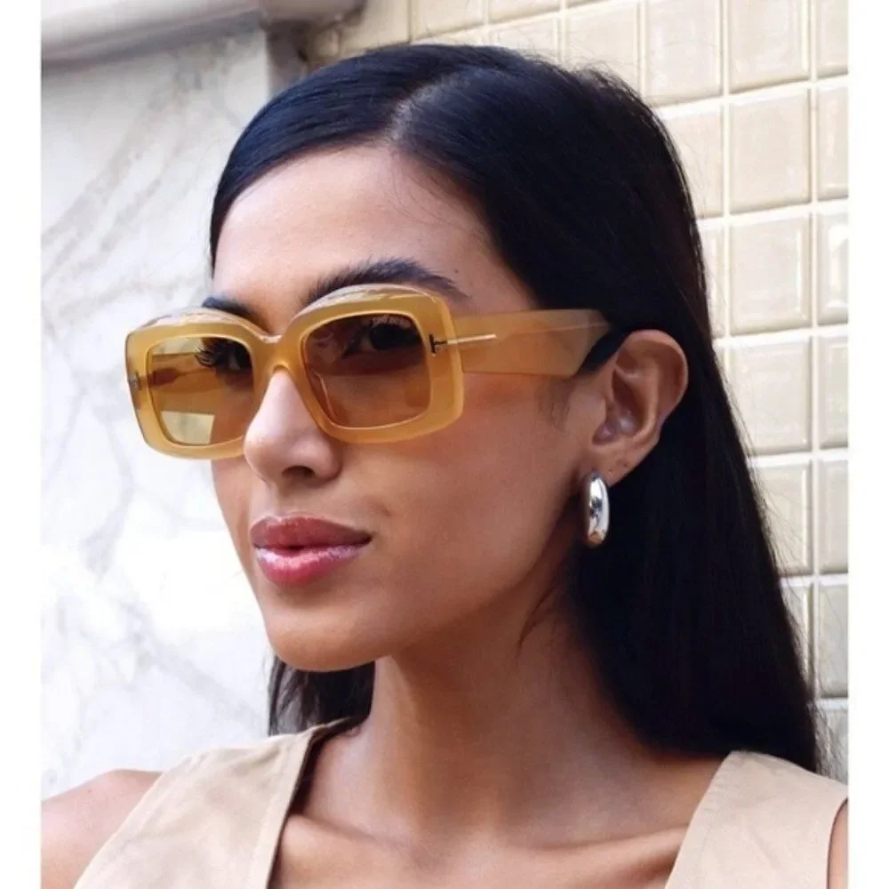 Tom Ford VENETIA Men Sunglasses Yellow Brown Rectangle FT1218 39E NEW AUTHENTIC